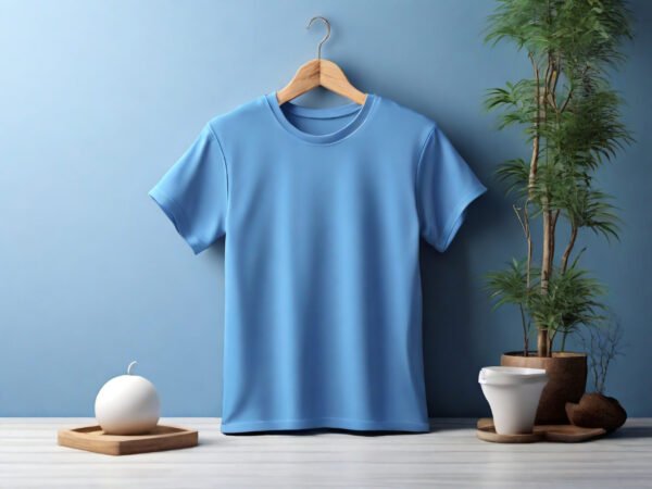 Free Blue T-shirt Mockup With Studio Style Background - Image 3