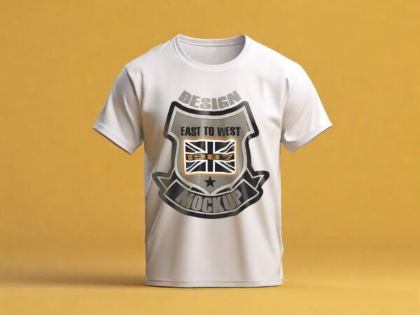 Free White T-shirt Mockup With Modern Background - Image 2