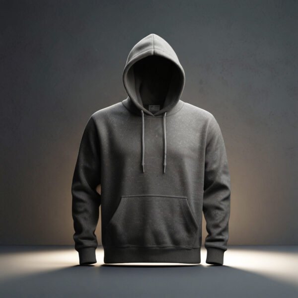 Dark gray hoodie mockup with gray wall background - Image 3