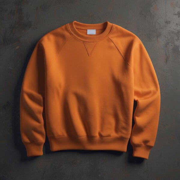 Orange Sweatshirt for mockup with wall background - Image 3