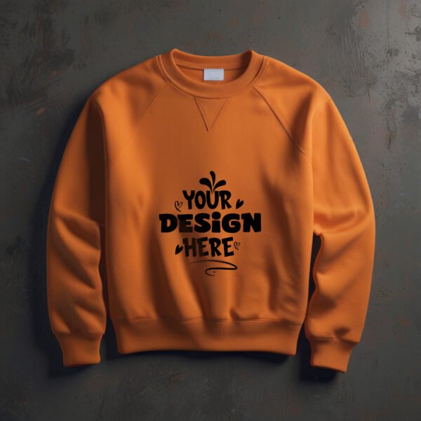 Orange Sweatshirt for mockup with wall background