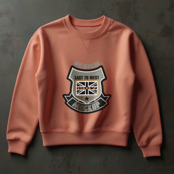 Salmon Sweatshirt for mockup with wall background - Image 2