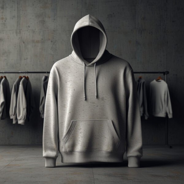 Soft Gray Hoodie mockup with clothing store background - Image 3