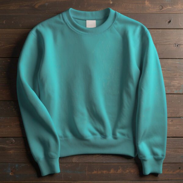 Turquoise Sweatshirt for mockup with wall background - Image 3