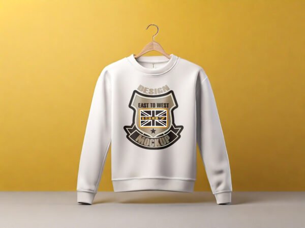 White Sweatshirt for mockup with wall background - Image 2