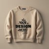 Beige Hoodie mockup with brown wall background