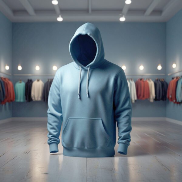 Blue Hoodie mockup with clothing store background - Image 3