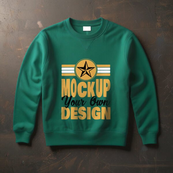 Green Sweatshirt for mockup with wall background - Image 2