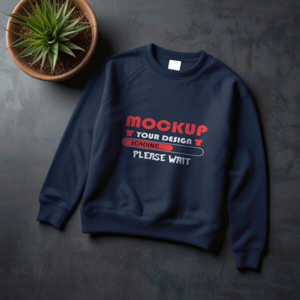 Navy Sweatshirt for mockup with modern wall background - Image 2