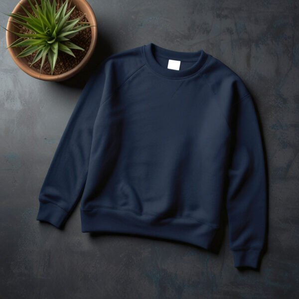 Navy Sweatshirt for mockup with modern wall background - Image 3