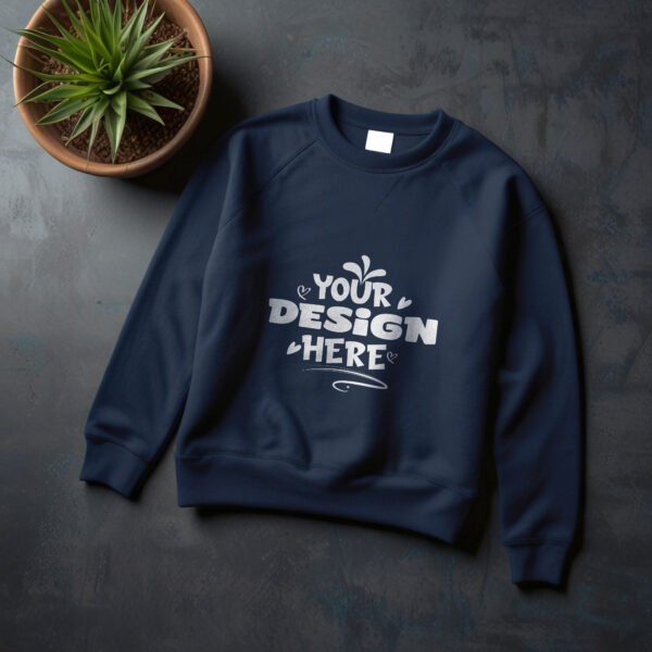 Navy Sweatshirt for mockup with modern wall background