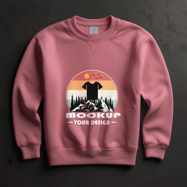 Pink Sweatshirt for mockup with wall background - Image 2