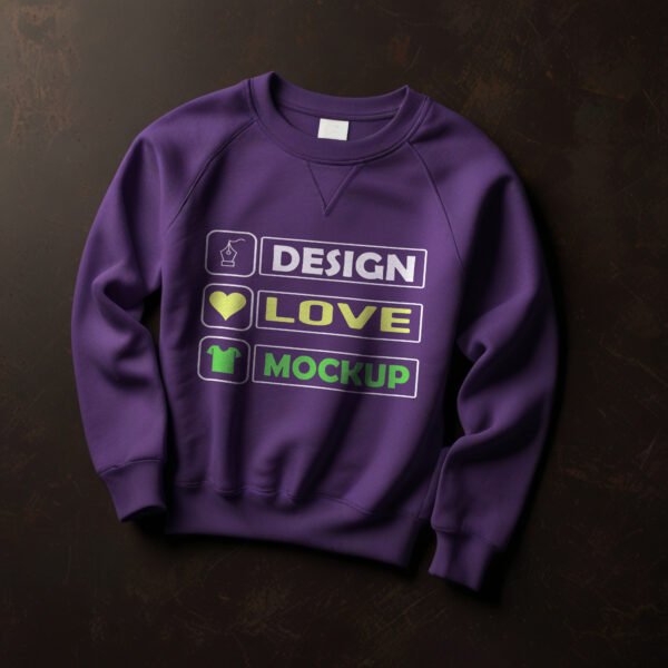 Purple Sweatshirt for mockup with wall background - Image 2