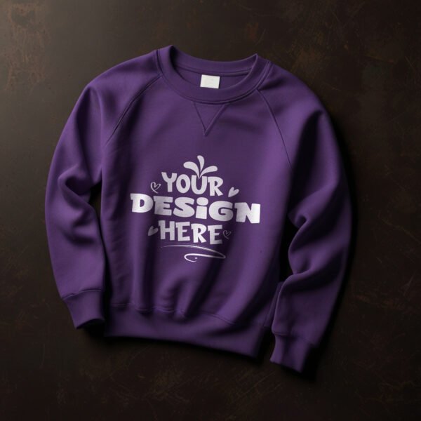Purple Sweatshirt for mockup with wall background