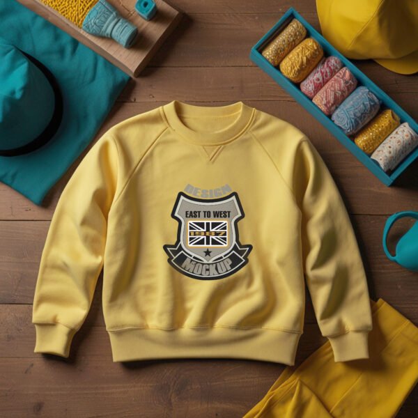 Yellow Sweatshirt for mockup with wall background - Image 2
